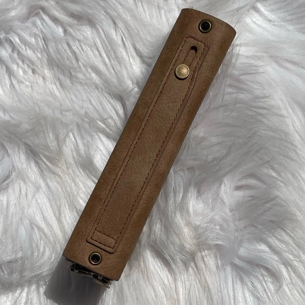 Mini Crossbody Zip Up Crossbody Wallet Tan and Gold Small - Picture 7 of 9